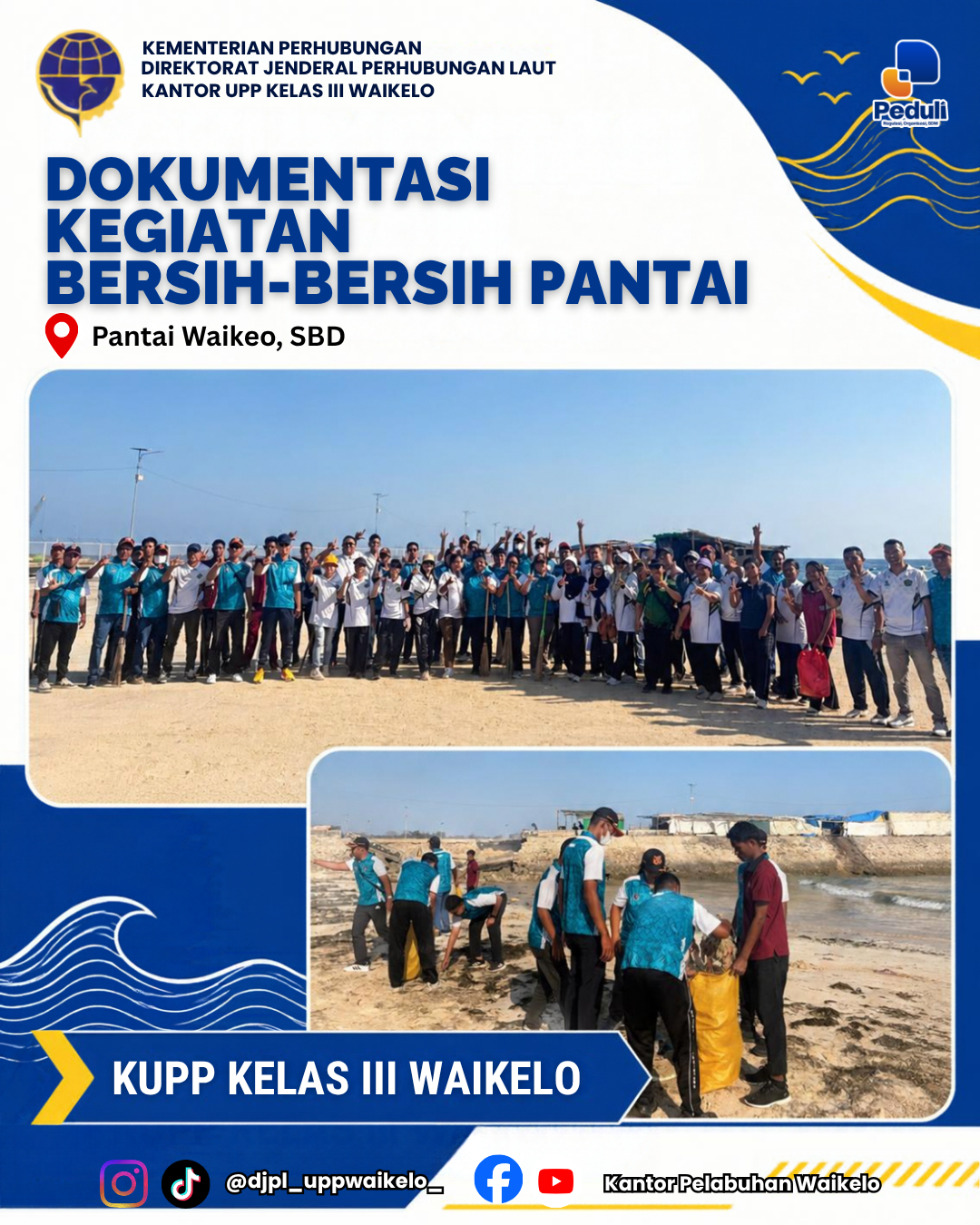 UPP Kelas III Waikelo Gelar Aksi Bersih-Bersih Pantai Waikelo